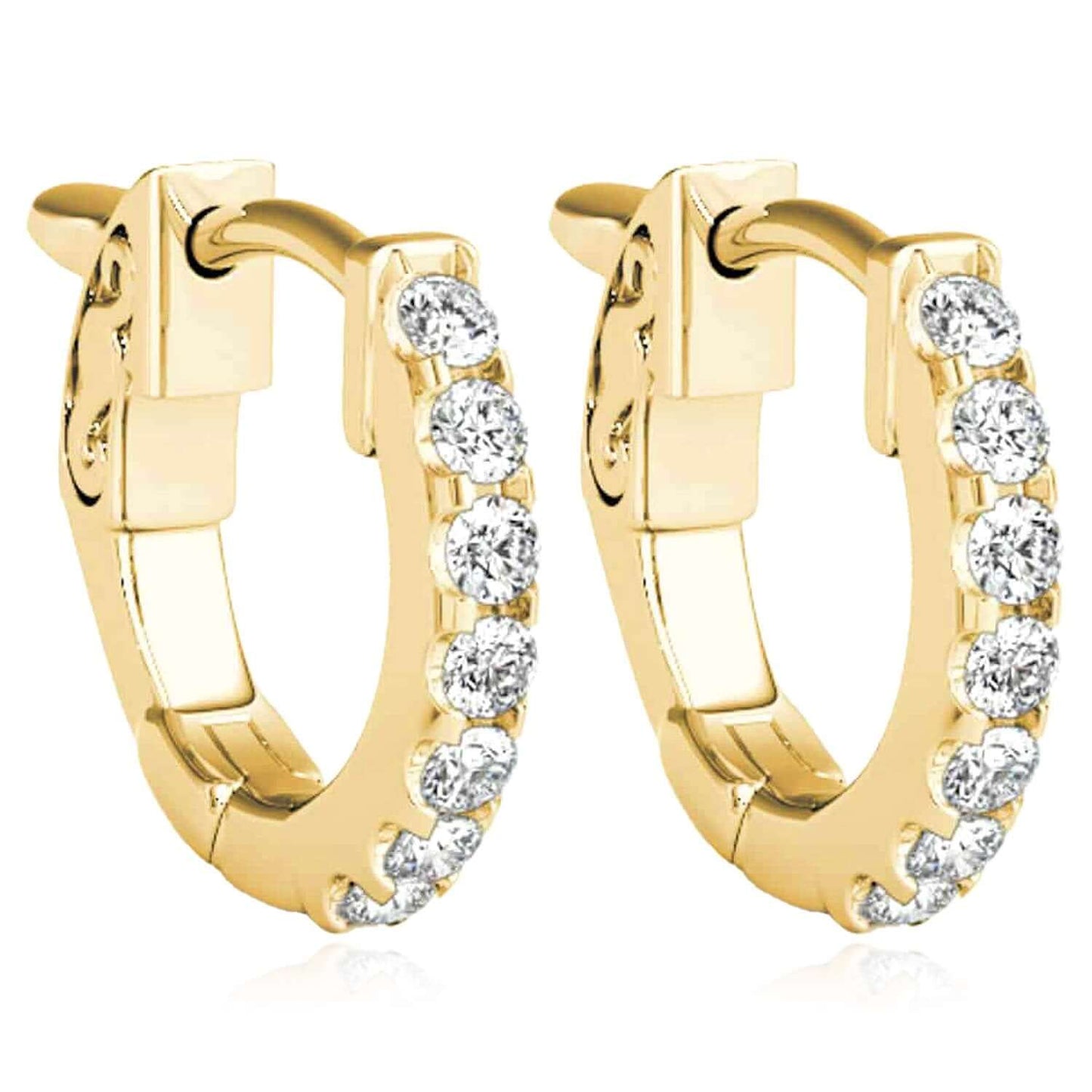 0.30CTW Lab-Grown Diamond 14K Gold Yellow, White, Rose Huggie Hoop Earrings 14mm