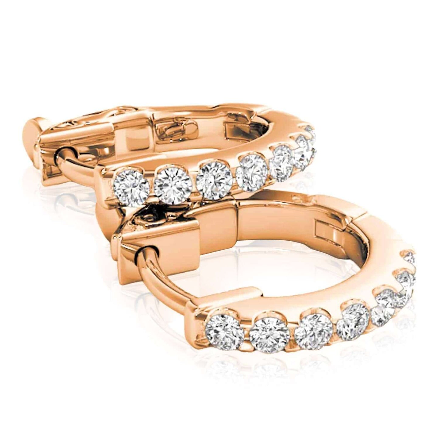 0.30CTW Lab-Grown Diamond 14K Gold Yellow, White, Rose Huggie Hoop Earrings 14mm