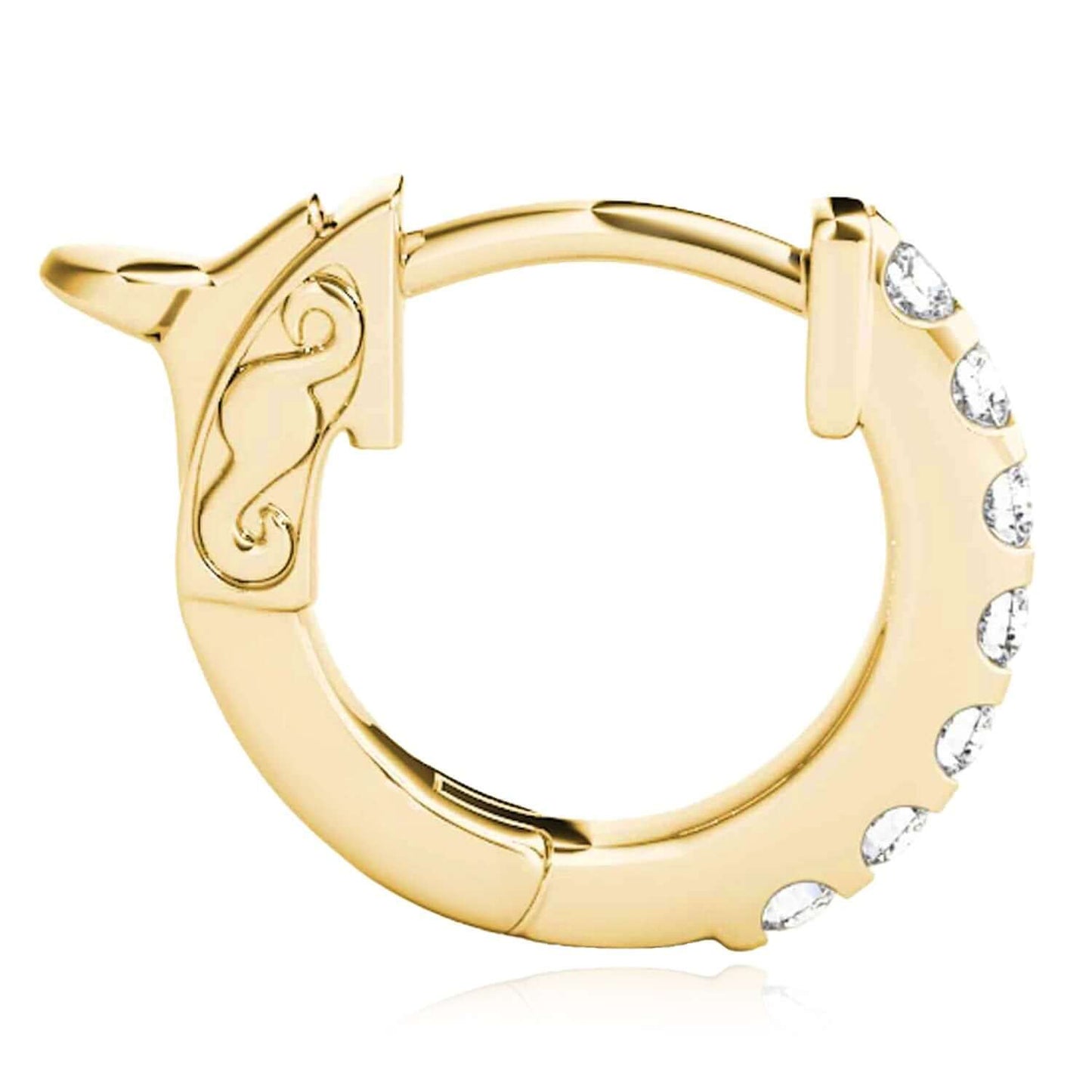 0.30CTW Lab-Grown Diamond 14K Gold Yellow, White, Rose Huggie Hoop Earrings 14mm