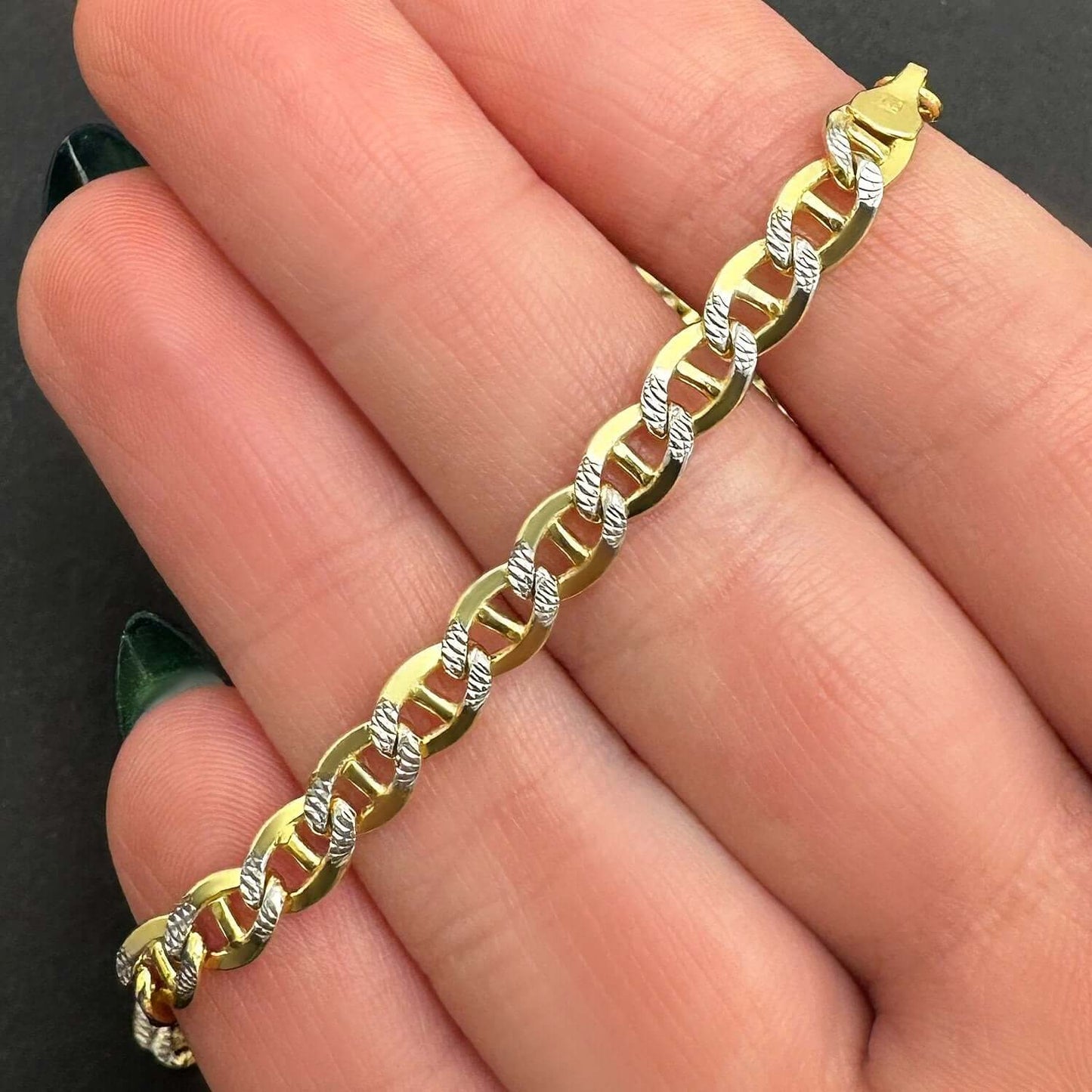 Solid 10K Gold Filled 5mm Diamond-Cut Anchor Mariner Chain Necklace 18" 20" 22"