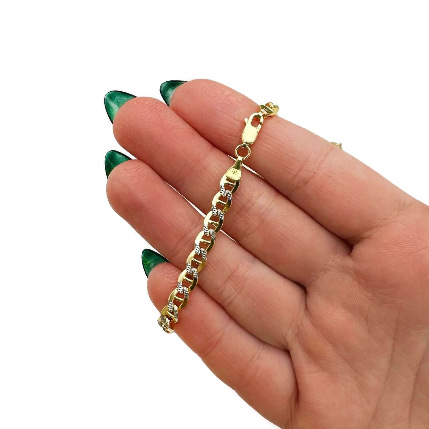 Solid 10K Gold Filled 5mm Diamond-Cut Anchor Mariner Chain Necklace 18" 20" 22"