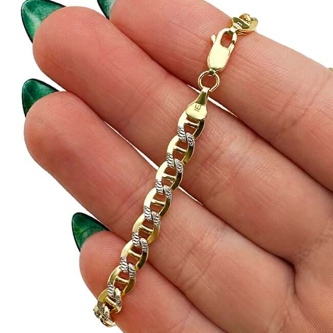 Solid 10K Gold Filled 5mm Diamond-Cut Anchor Mariner Chain Necklace 18" 20" 22"