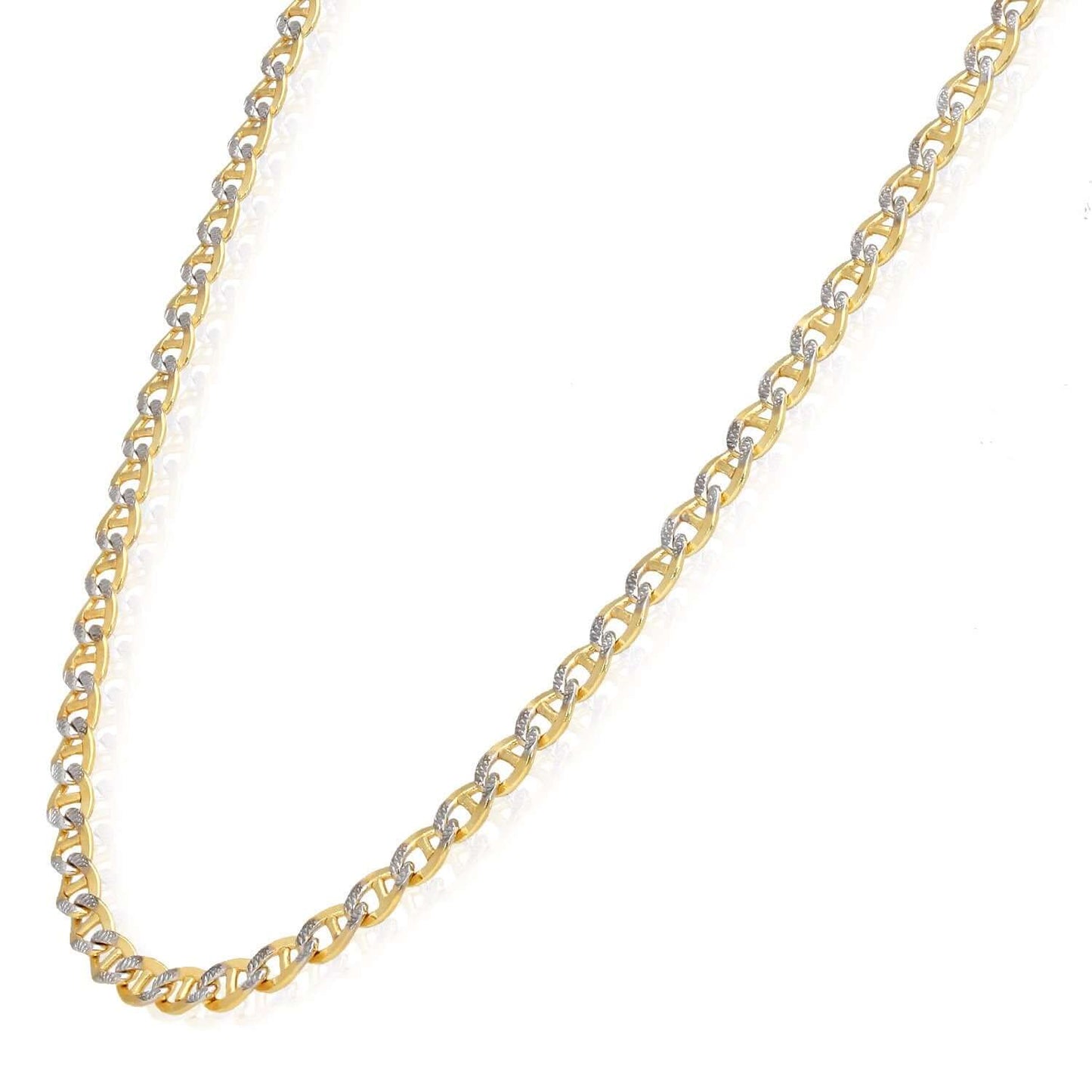 Solid 10K Gold Filled 5mm Diamond-Cut Anchor Mariner Chain Necklace 18" 20" 22"