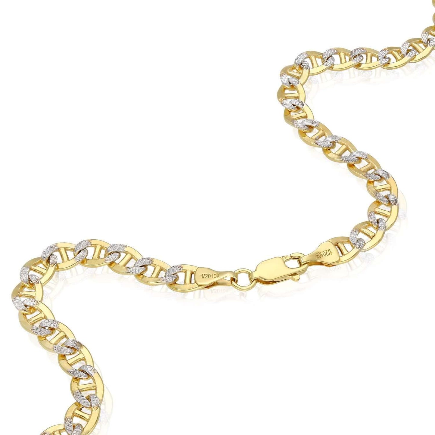 Solid 10K Gold Filled 5mm Diamond-Cut Anchor Mariner Chain Necklace 18" 20" 22"