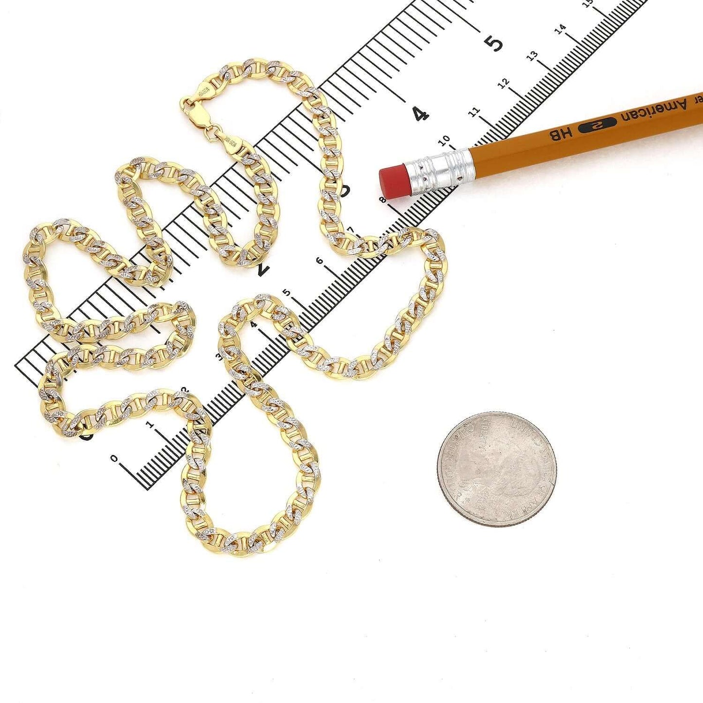 Solid 10K Gold Filled 5mm Diamond-Cut Anchor Mariner Chain Necklace 18" 20" 22"