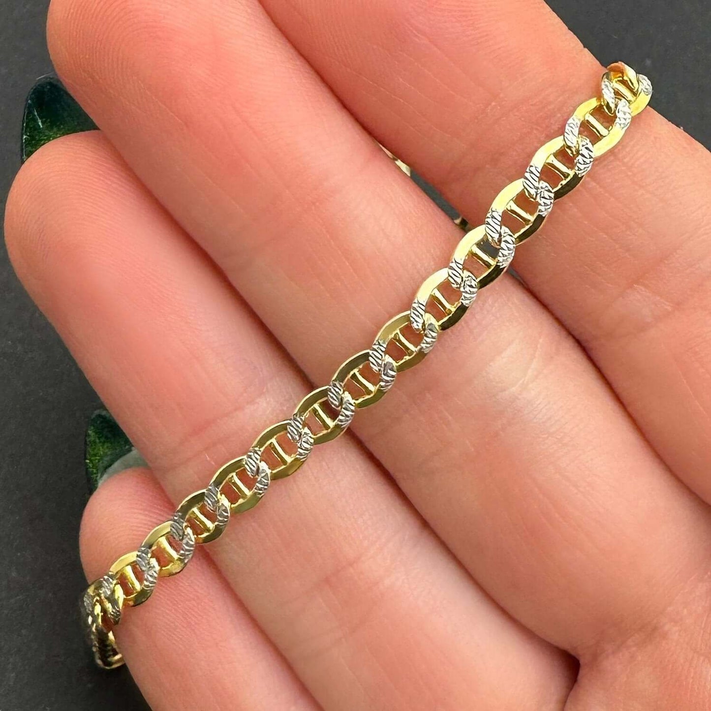 Solid 10K Gold Filled 4.2mm Diamond-Cut Anchor Mariner Chain Necklace 18", 20"