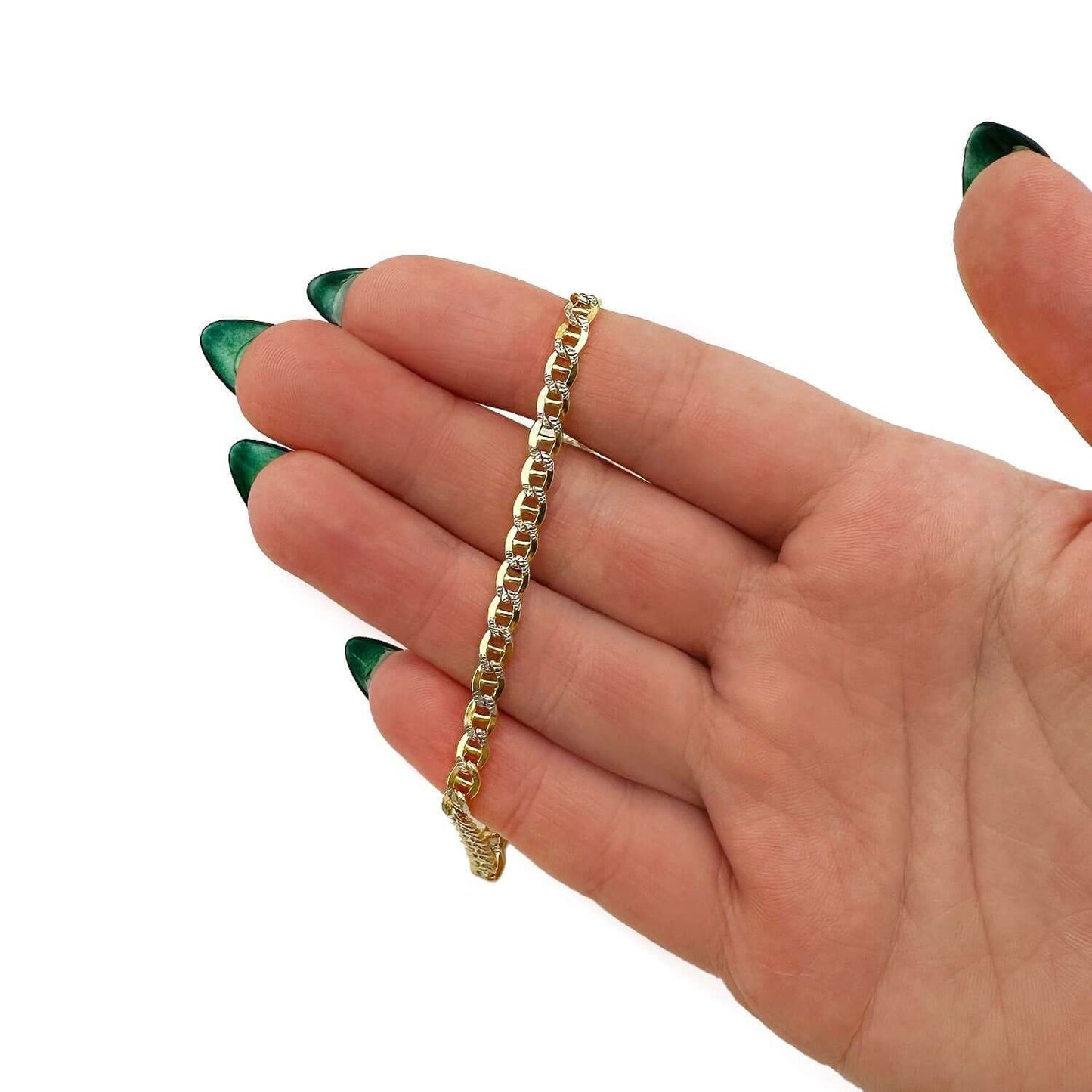 Solid 10K Gold Filled 4.2mm Diamond-Cut Anchor Mariner Chain Necklace 18", 20"