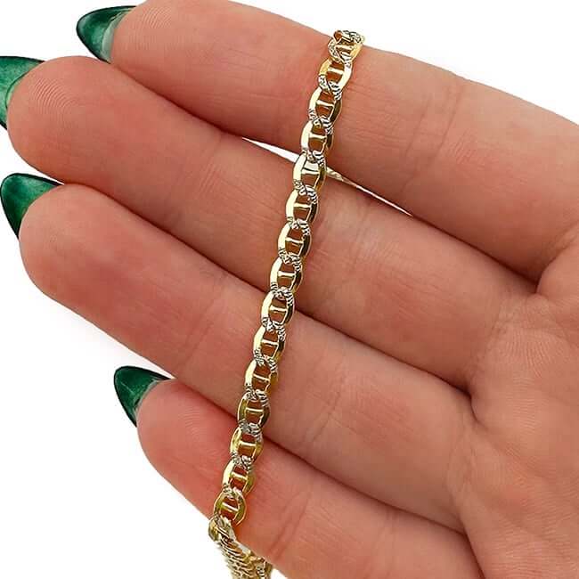 Solid 10K Gold Filled 4.2mm Diamond-Cut Anchor Mariner Chain Necklace 18", 20"
