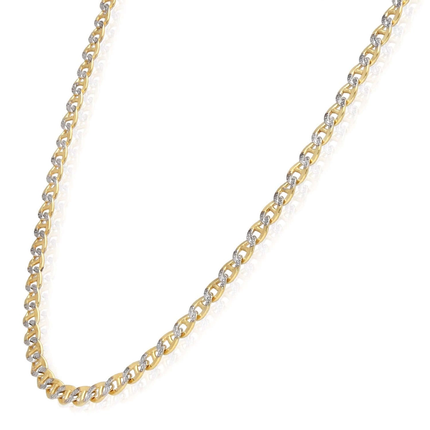 Solid 10K Gold Filled 4.2mm Diamond-Cut Anchor Mariner Chain Necklace 18", 20"