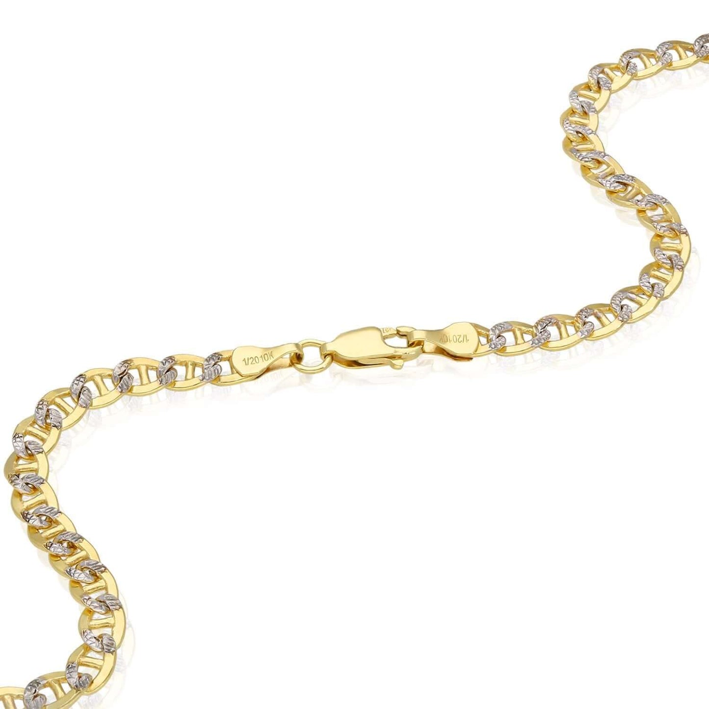 Solid 10K Gold Filled 4.2mm Diamond-Cut Anchor Mariner Chain Necklace 18", 20"