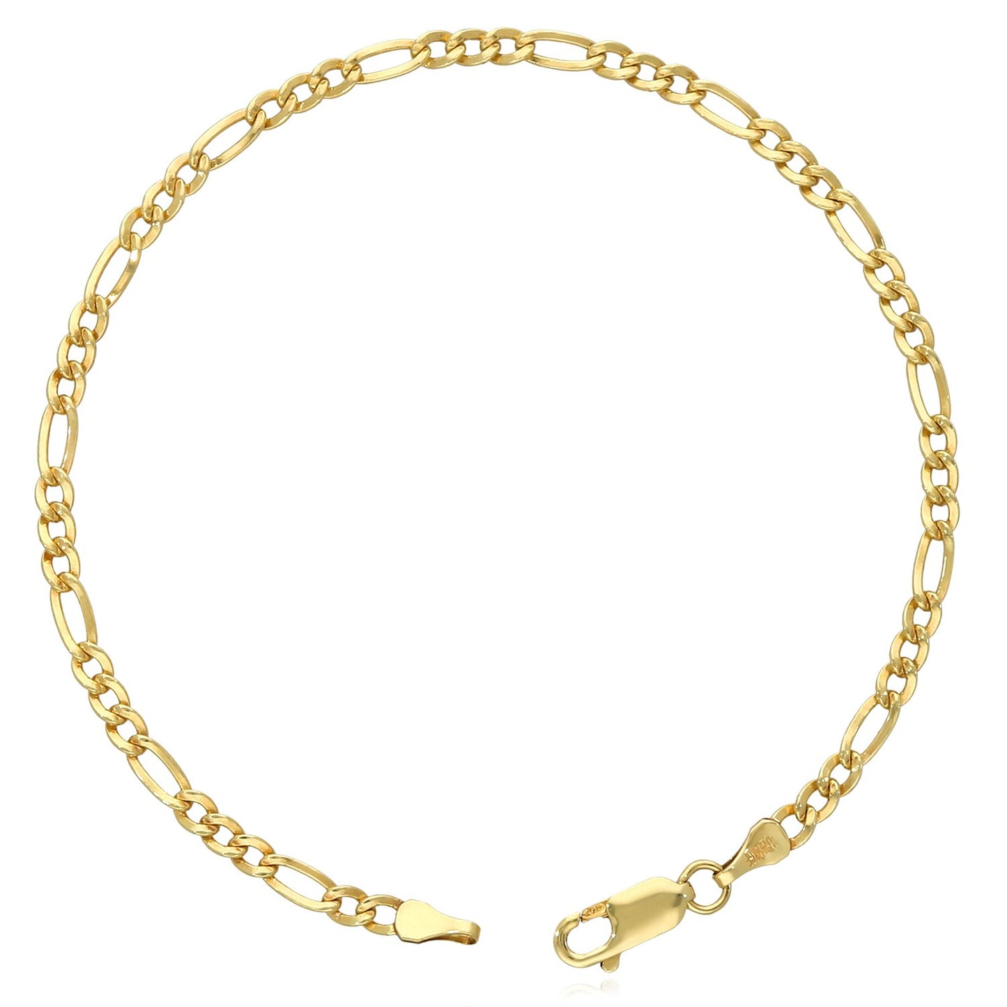 Solid 14K Gold Filled 3mm Figaro Bracelet 8"
