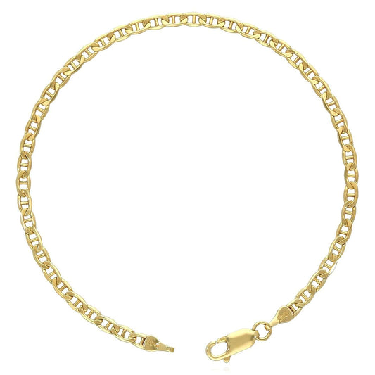 14K Gold-Filled 3mm Anchor Mariner Bracelet (Solid Links) 8"