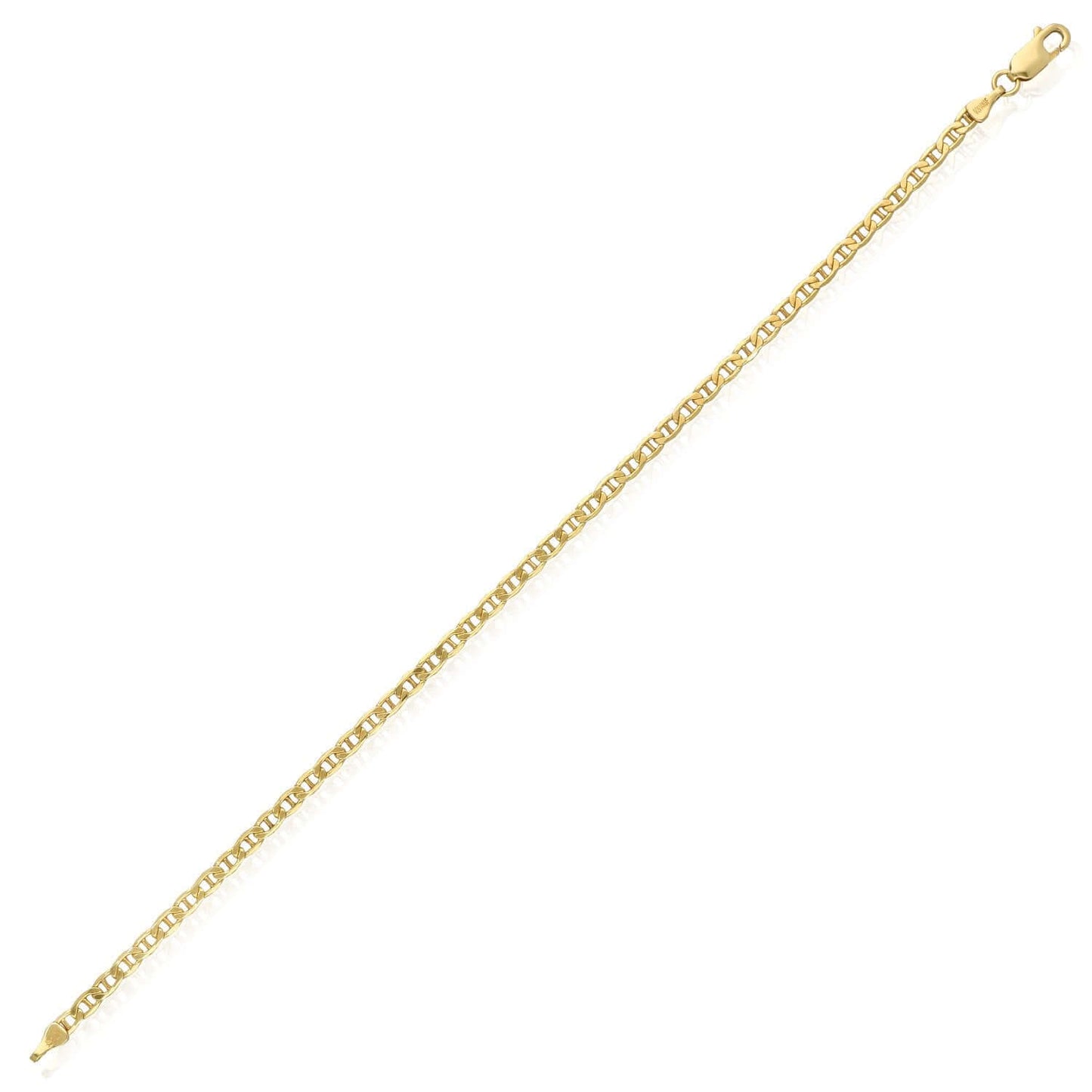 14K Gold-Filled 3mm Anchor Mariner Bracelet (Solid Links) 8"