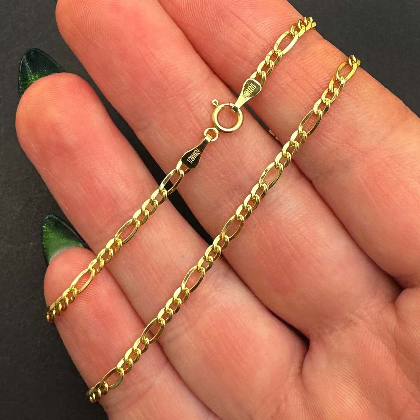 Solid 14K Gold Filled 2.5mm Figaro Chain Necklace 16", 18", 20"