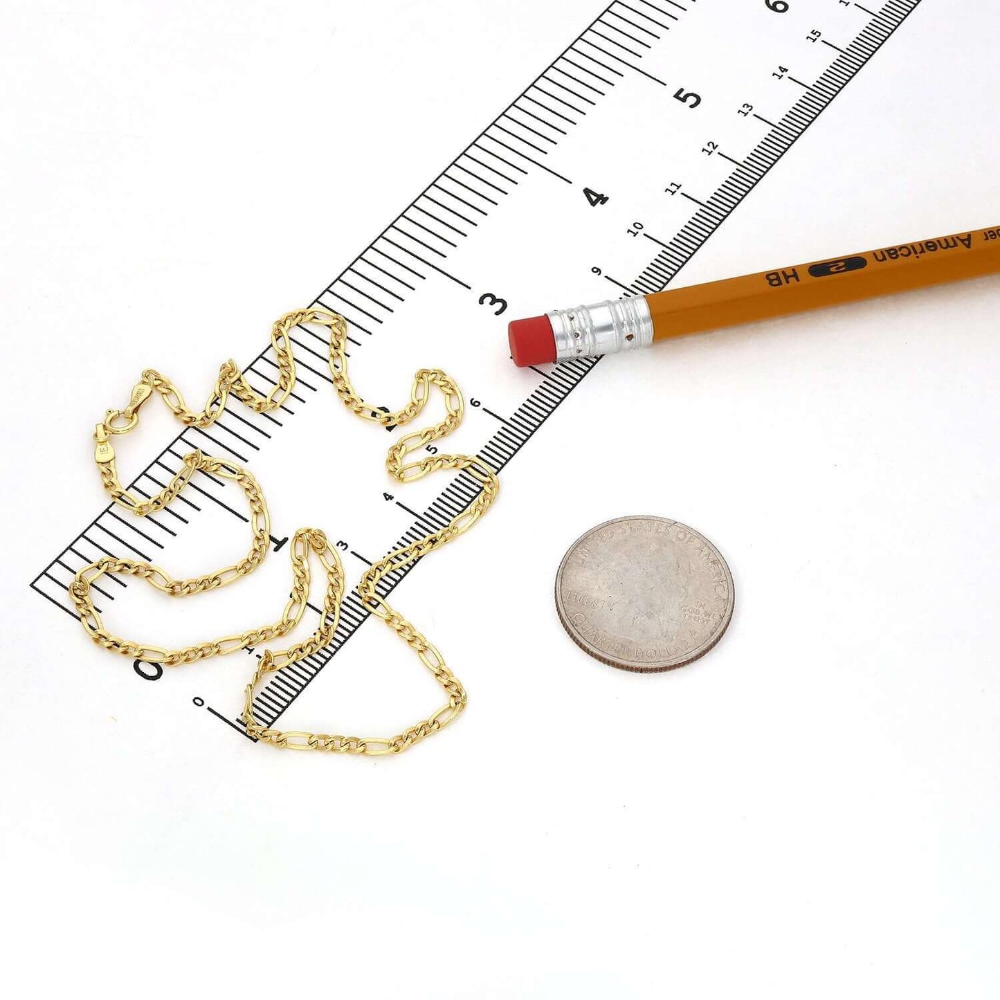 Solid 14K Gold Filled 2.5mm Figaro Chain Necklace 16", 18", 20"