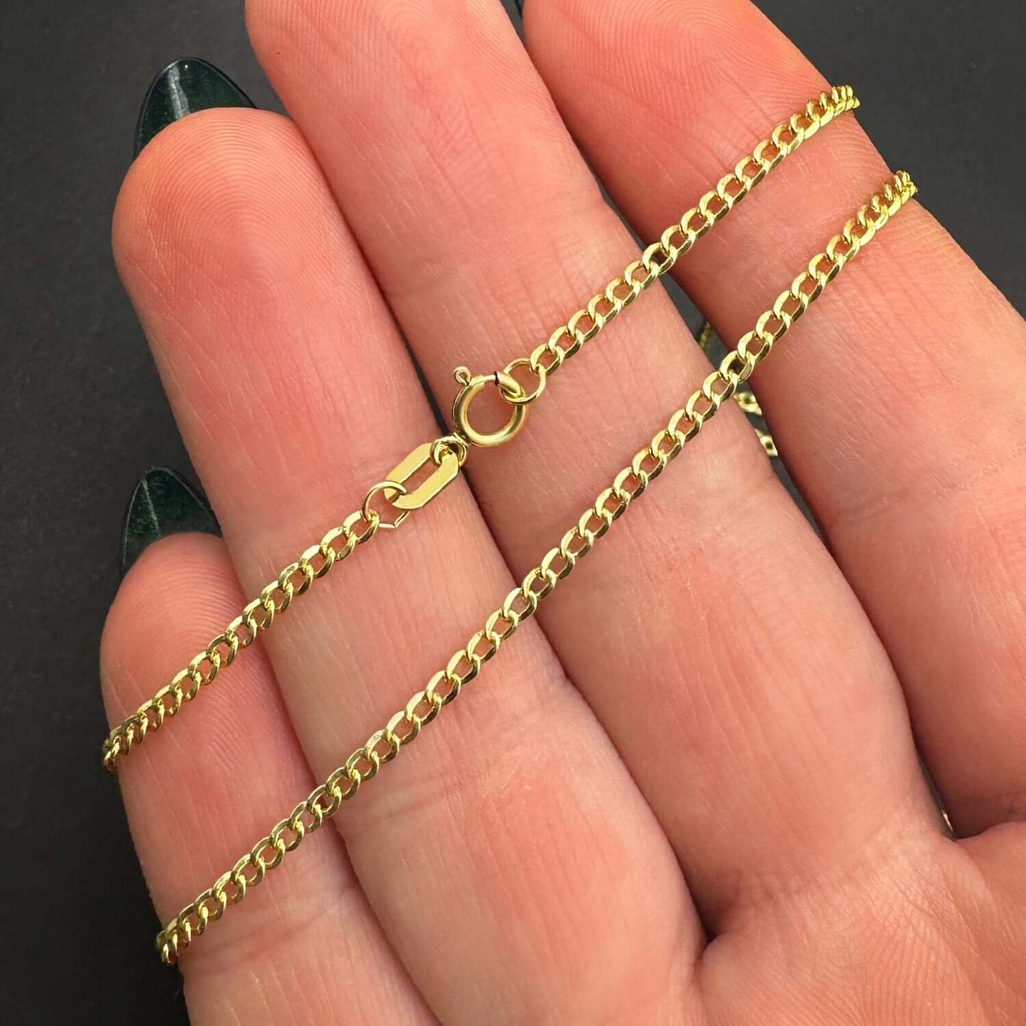 Solid 14K Gold Filled 2mm Cuban Curb Chain Necklace 16", 18", 20", 22", 24"