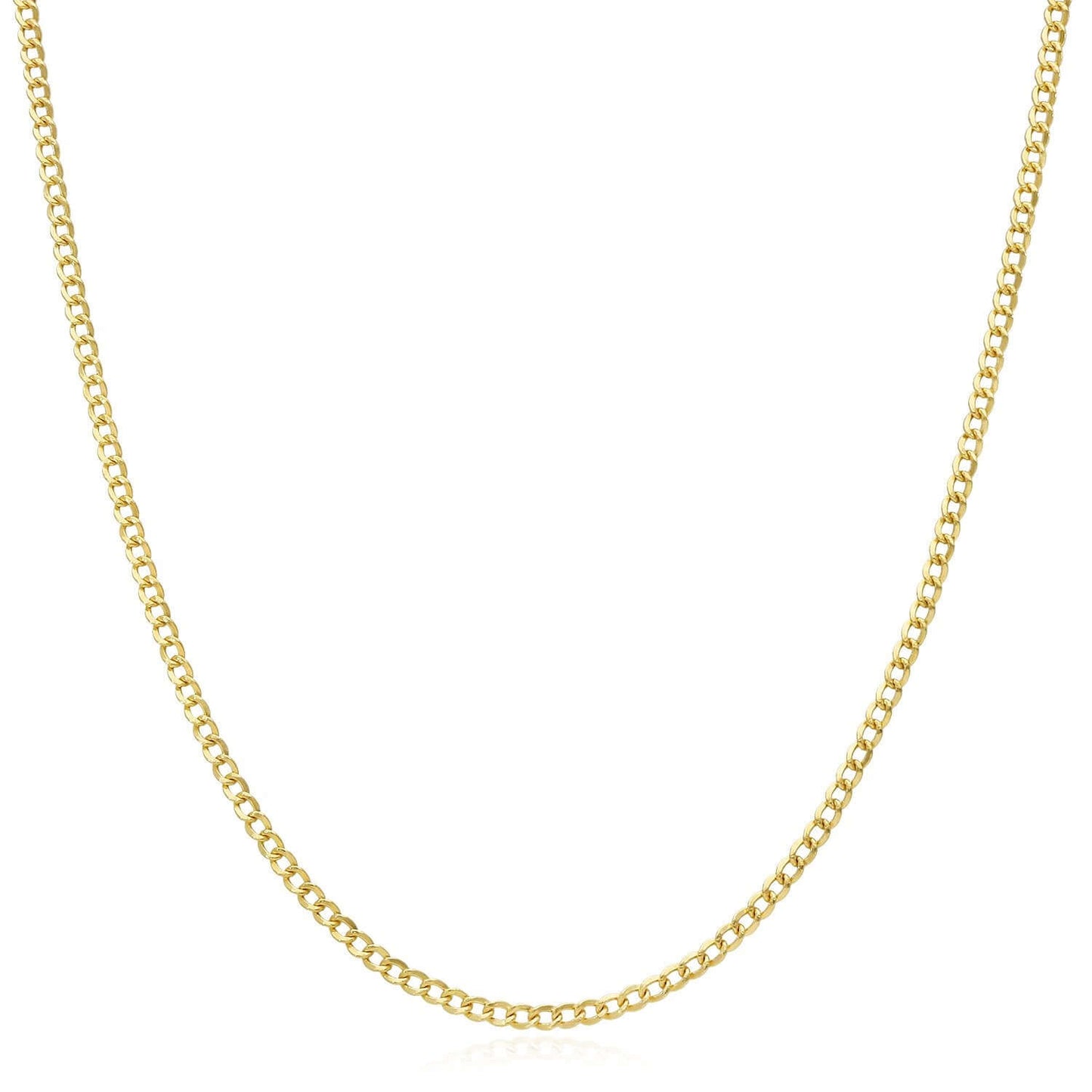 Solid 14K Gold Filled 2mm Cuban Curb Chain Necklace 16", 18", 20", 22", 24"