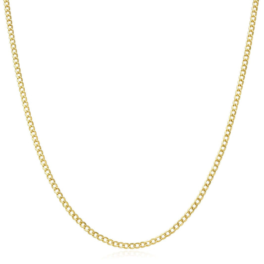 14K Gold-Filled 2mm Cuban Curb Chain (Solid Links) 16"-24"