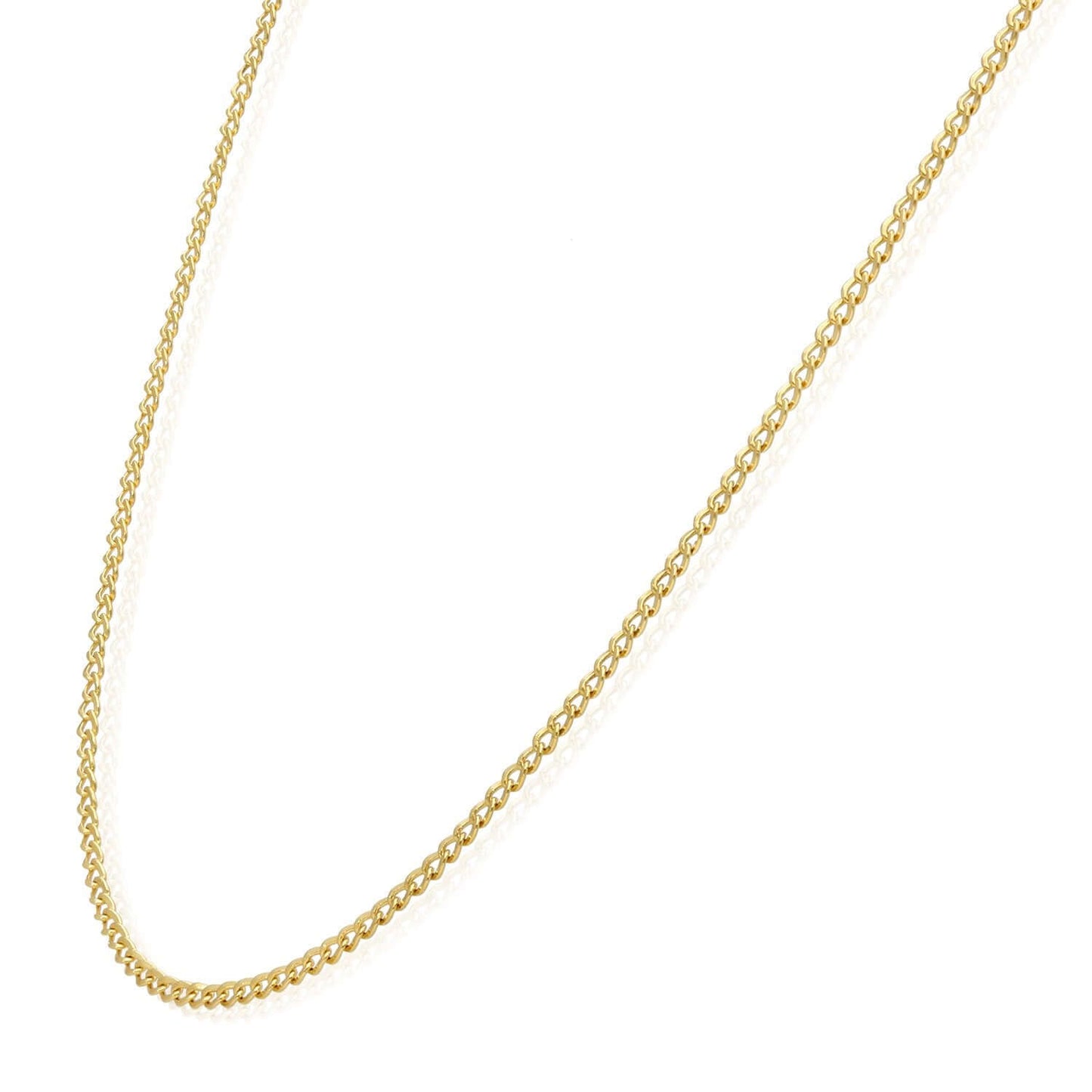 Solid 14K Gold Filled 2mm Cuban Curb Chain Necklace 16", 18", 20", 22", 24"