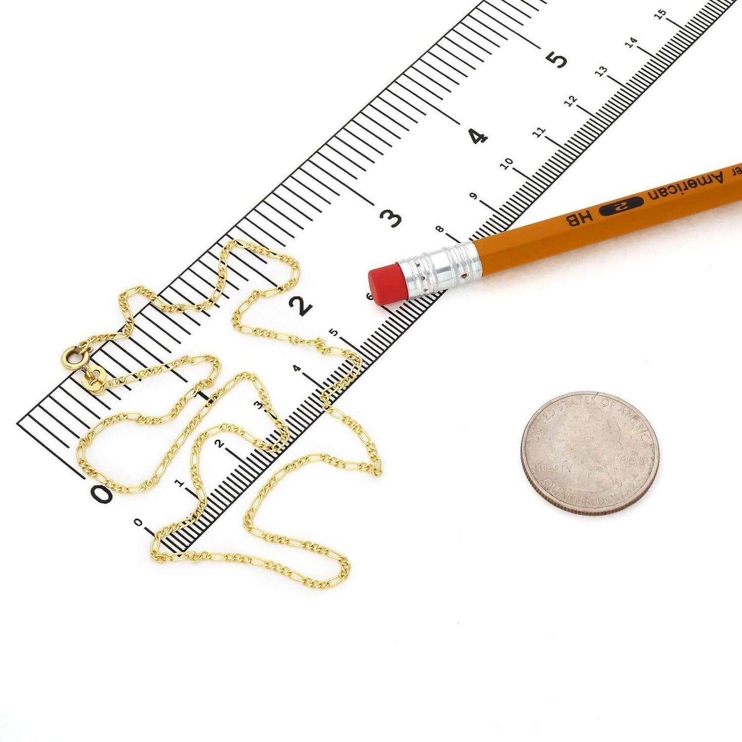 Solid 14K Gold Filled 1.6mm Figaro Chain Necklace 16", 22", 24"
