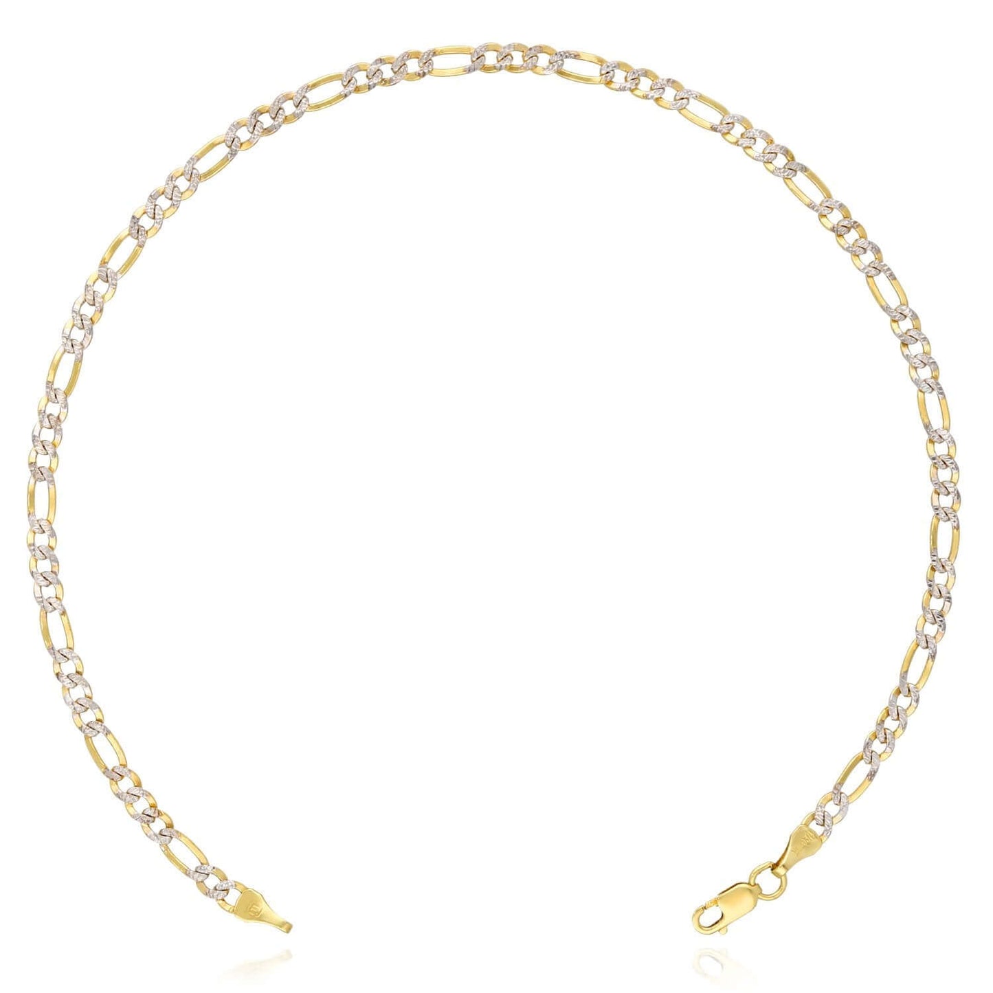 Solid 10K Gold Filled 10" 3mm Diamond-Cut Figaro Anklet