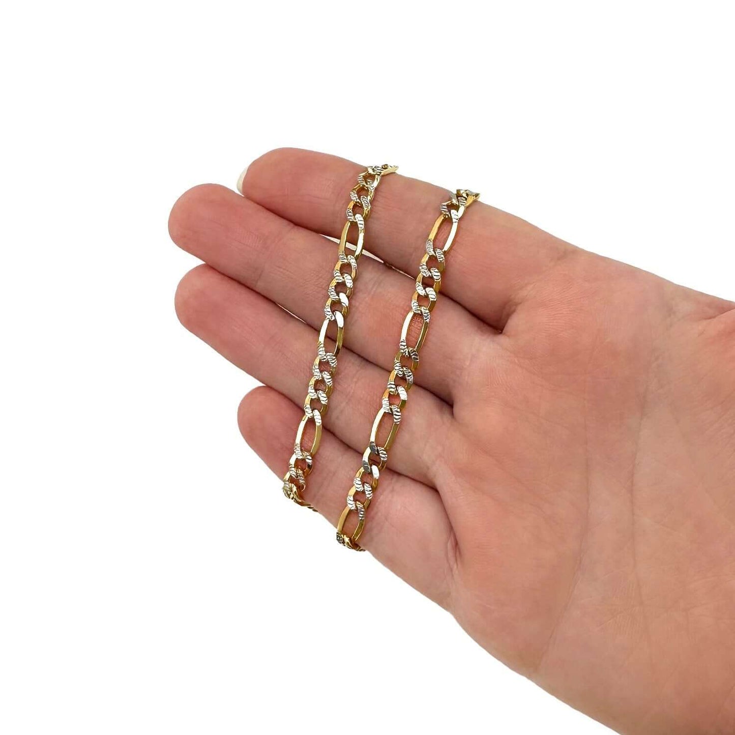 Solid 10K Gold Filled 5mm Diamond-Cut Figaro Chain Necklace 18", 20", 22", 24"