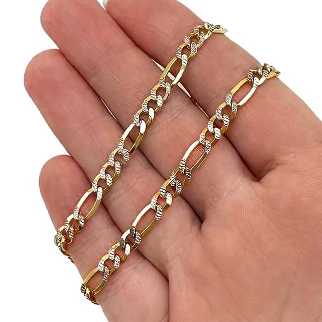 Solid 10K Gold Filled 5mm Diamond-Cut Figaro Chain Necklace 18", 20", 22", 24"