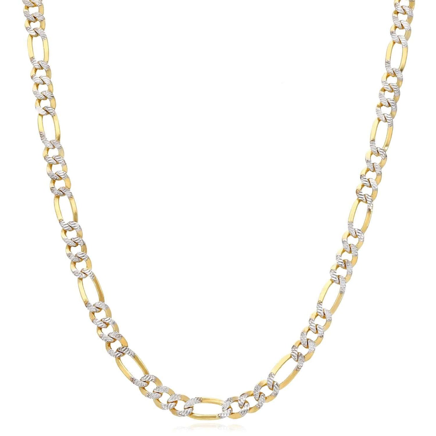 Solid 10K Gold Filled 5mm Diamond-Cut Figaro Chain Necklace 18", 20", 22", 24"