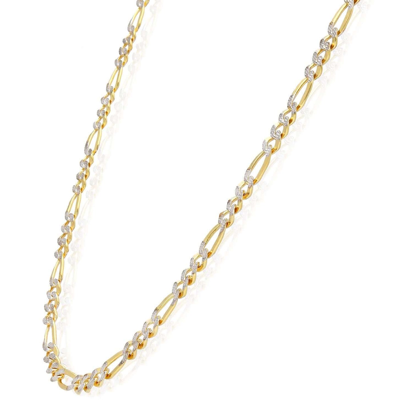 Solid 10K Gold Filled 5mm Diamond-Cut Figaro Chain Necklace 18", 20", 22", 24"
