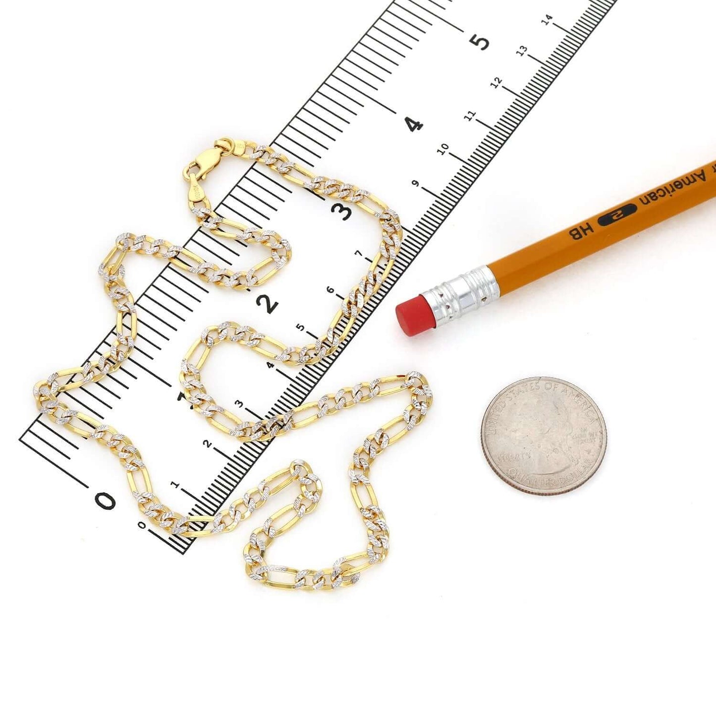 Solid 10K Gold Filled 4.2mm Diamond-Cut Figaro Chain Necklace 18", 20", 22", 24"