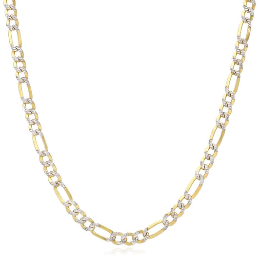 10K Gold-Filled 4.2mm Diamond-Cut Figaro Chain (Solid Links) 18"-24"