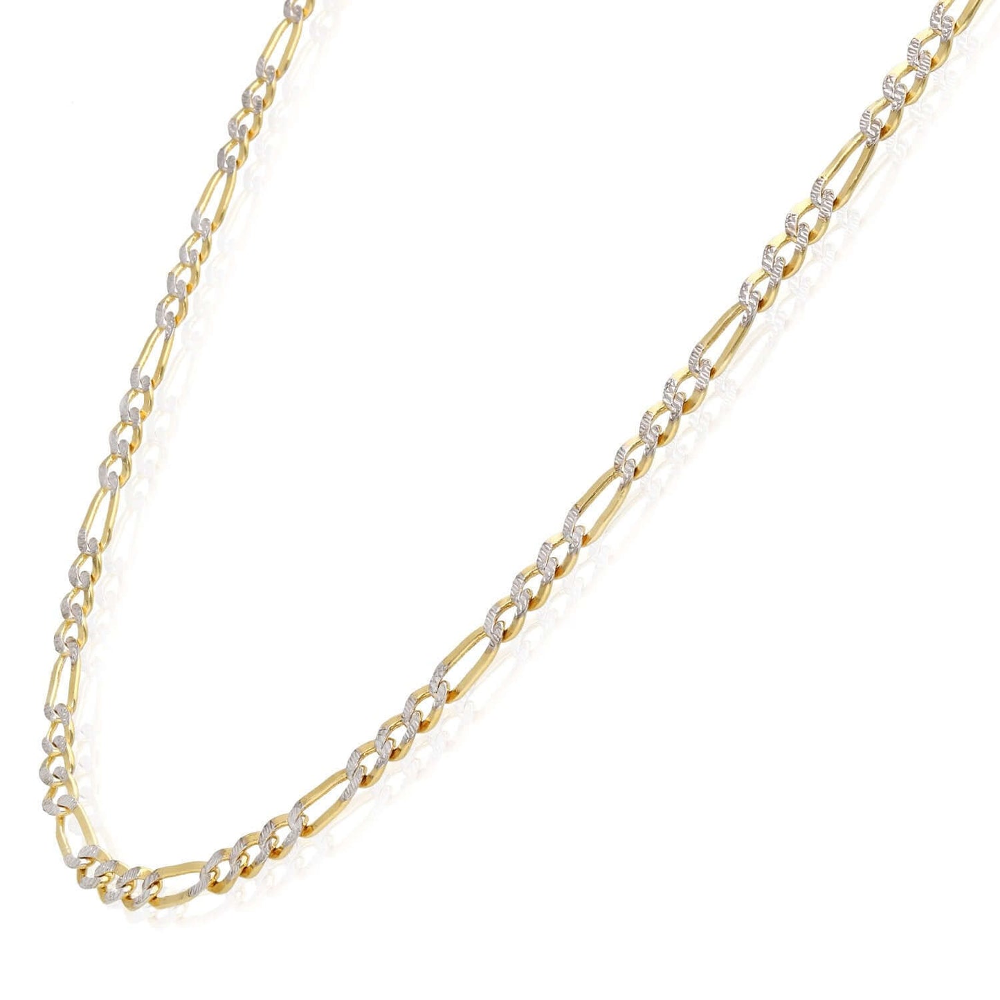 Solid 10K Gold Filled 4.2mm Diamond-Cut Figaro Chain Necklace 18", 20", 22", 24"