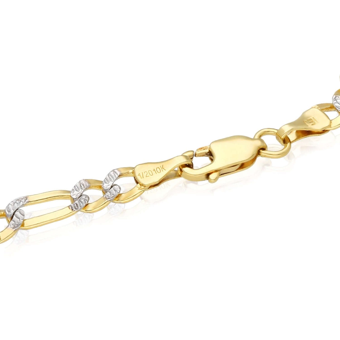 Solid 10K Gold Filled 4.2mm Diamond-Cut Figaro Chain Necklace 18", 20", 22", 24"