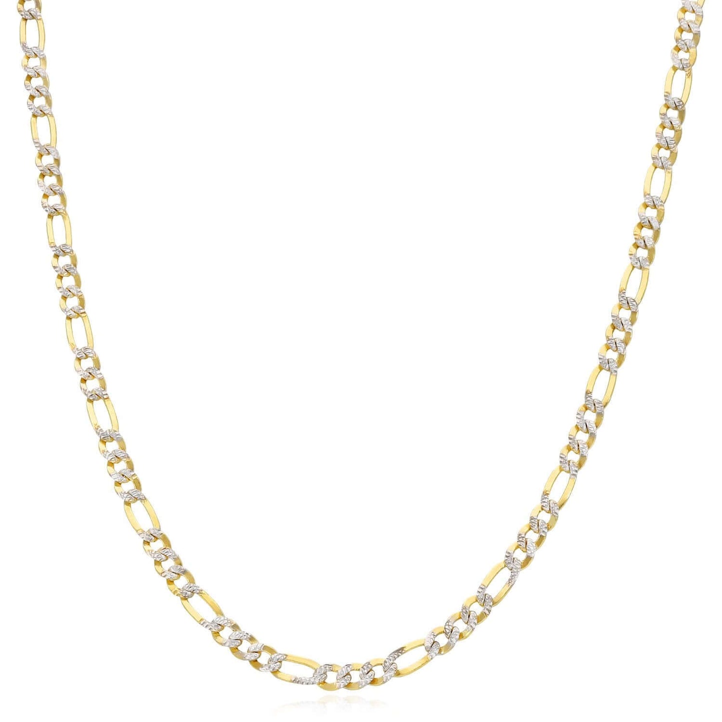 Solid 10K Gold Filled 3.2mm Diamond-Cut Figaro Chain Necklace 18", 20", 22", 24"