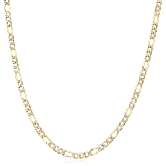 10K Gold-Filled 3.2mm Diamond-Cut Figaro Chain (Solid Links) 18"-24"