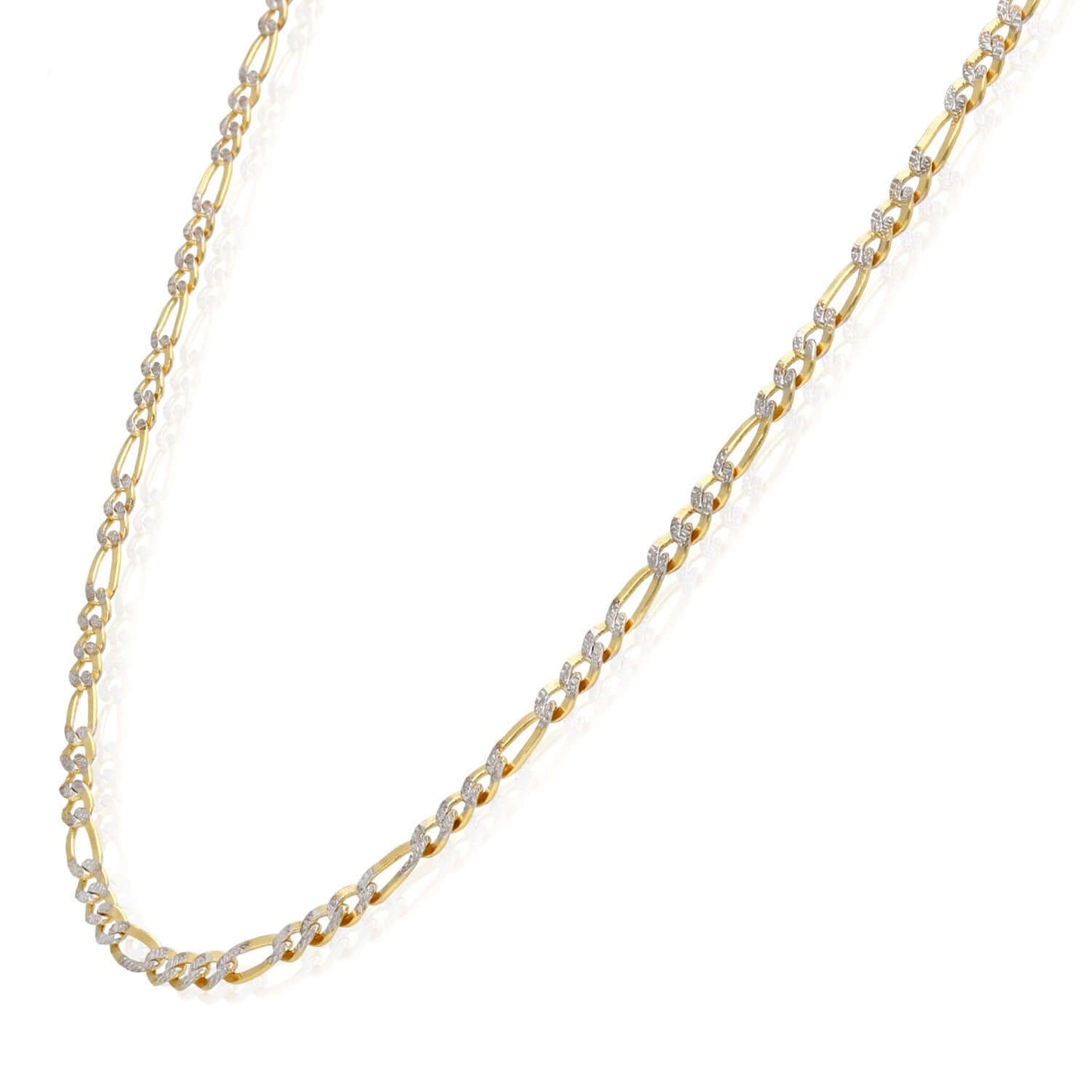 Solid 10K Gold Filled 3.2mm Diamond-Cut Figaro Chain Necklace 18", 20", 22", 24"