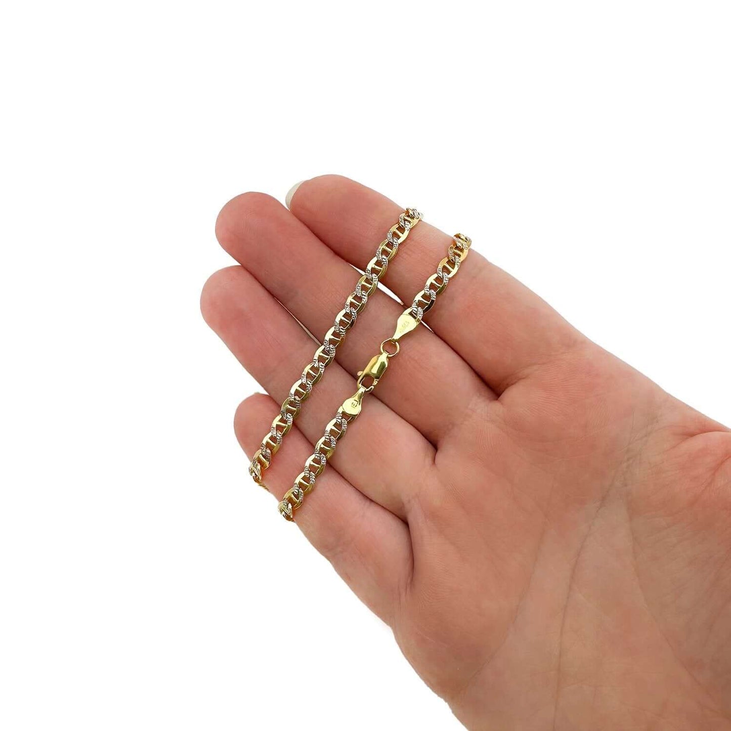 Solid 10K Gold Filled 4.2mm Diamond-Cut Anchor Chain Necklace 18", 20", 22", 24"