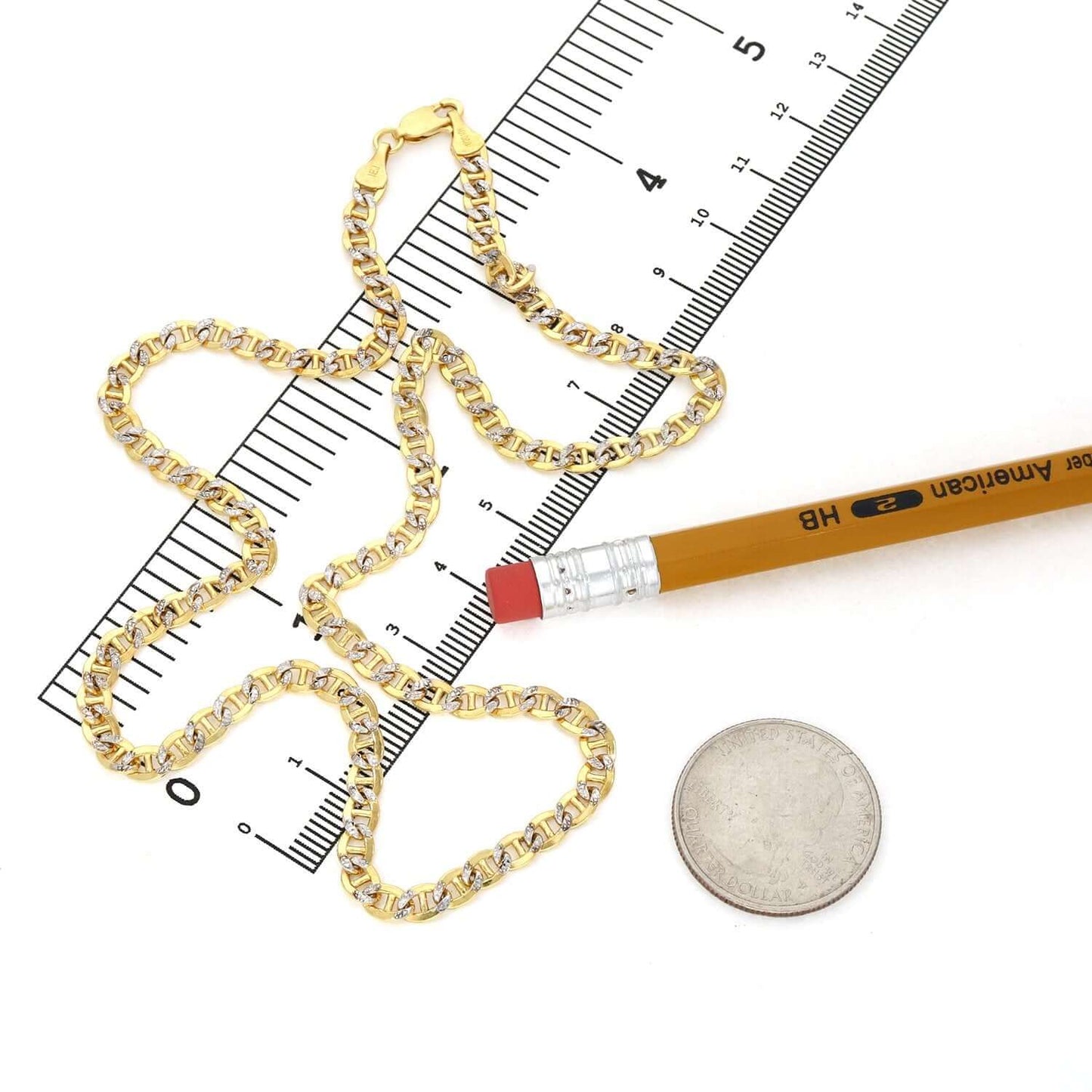 Solid 10K Gold Filled 4.2mm Diamond-Cut Anchor Chain Necklace 18", 20", 22", 24"