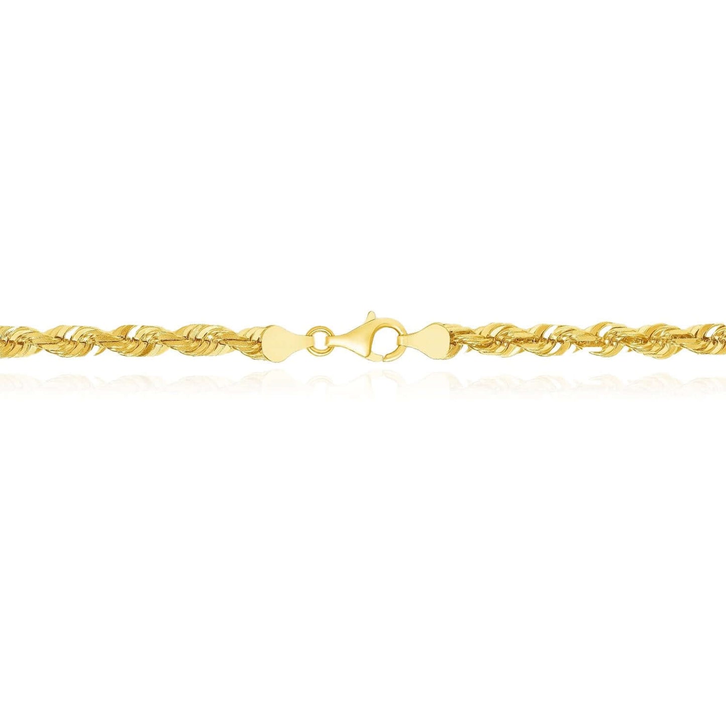 Solid Real 18K Gold 5mm Diamond-Cut Rope Chain Necklace 20", 22", 24", 26"