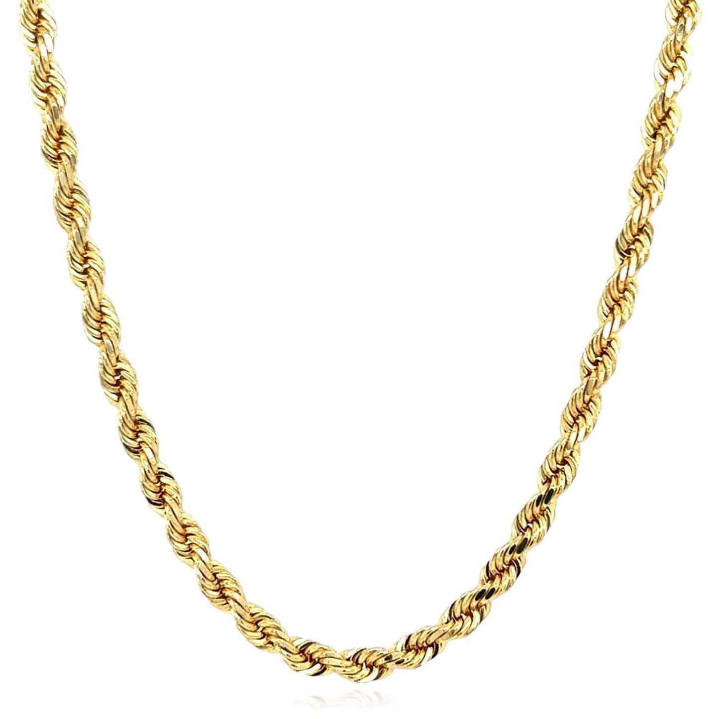Solid Real 18K Gold 3mm Diamond-Cut Rope Chain Necklace 16" 18" 20" 22" 24" 26"