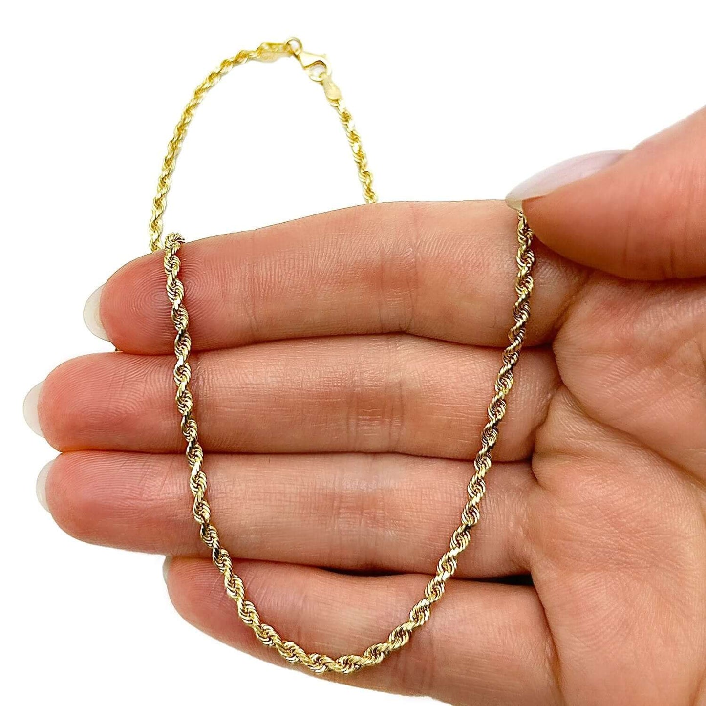 Solid Real 18K Gold 2.5mm Diamond-Cut Rope Chain Necklace 16 18" 20" 22" 24" 26"