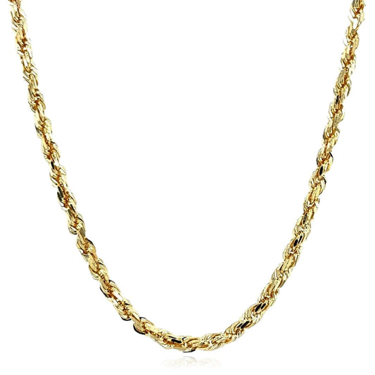18K Yellow Gold 2.5mm Diamond-Cut Rope Chain (Solid Links) 16"-26"