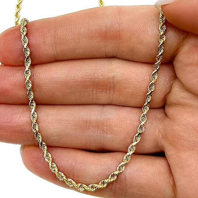Solid Real 18K Gold 2.5mm Diamond-Cut Rope Chain Necklace 16 18" 20" 22" 24" 26"