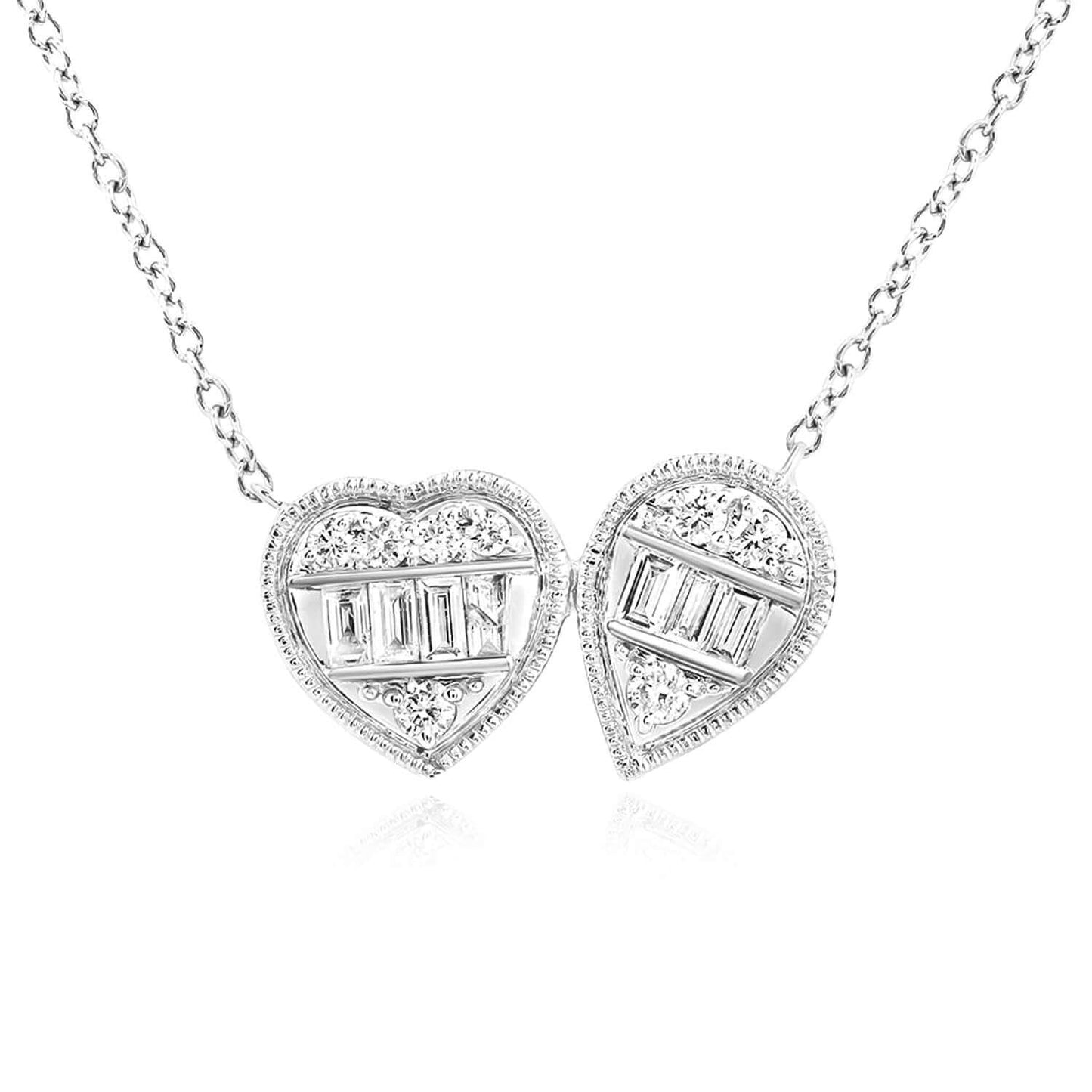 0.25CTW Real Diamond Real 14K Gold Yellow and White Heart Pear Necklace, 18"