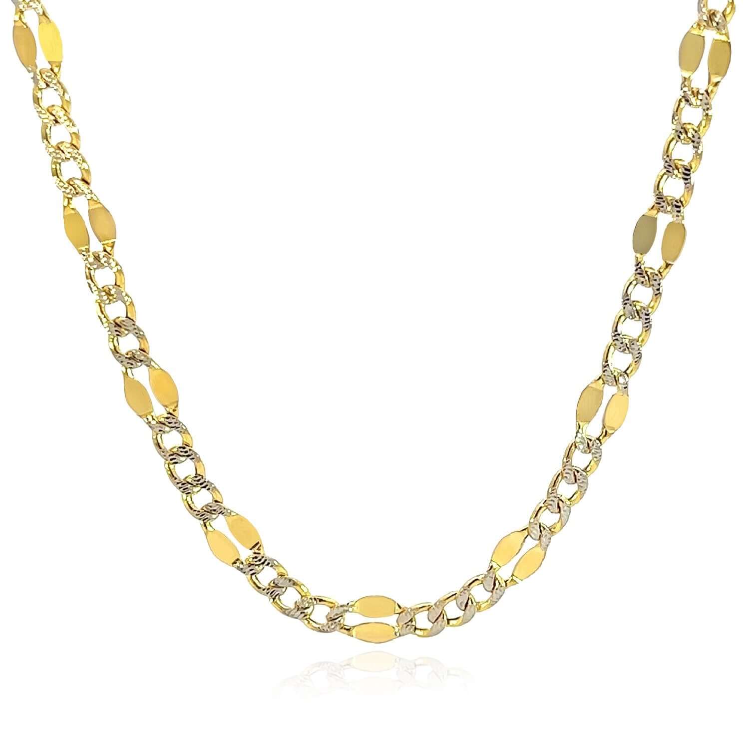 14K Yellow Gold 4mm Mirror Figaro Diamond-Cut Chain (Hollow) 18