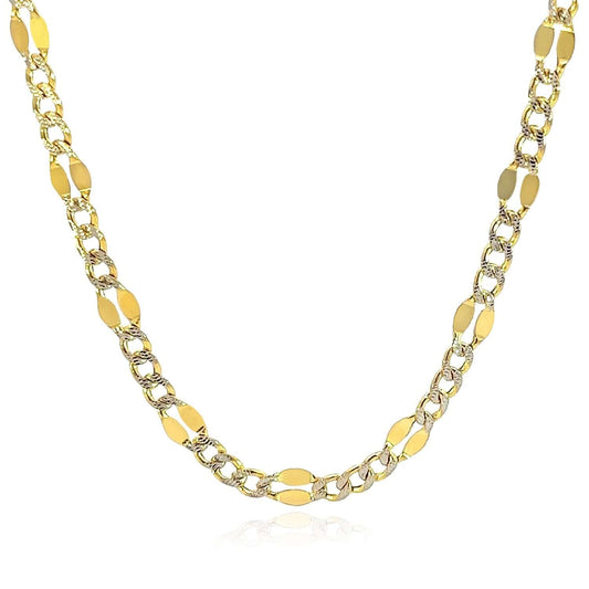 14K Yellow Gold 4mm Mirror Figaro Diamond-Cut Chain (Hollow) 18"-26"