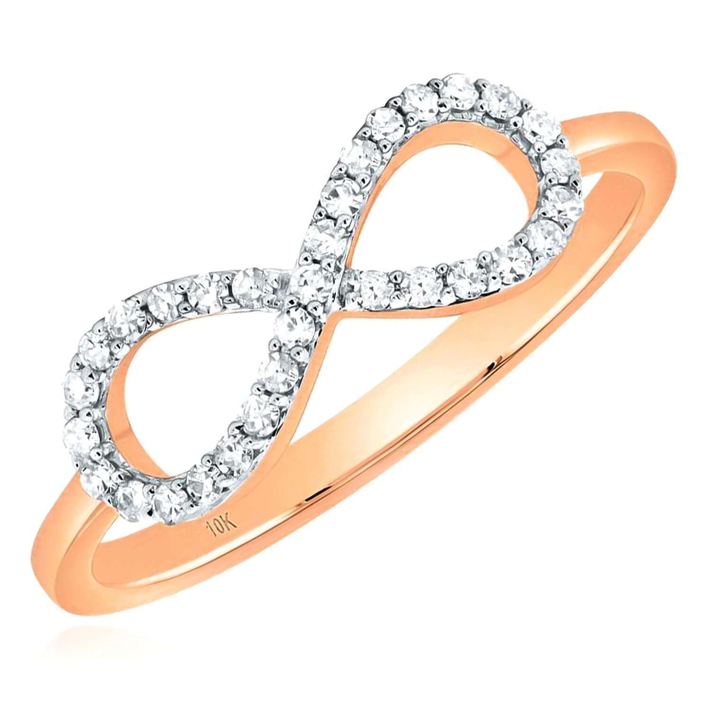 0.15CTW Real Diamond Real 10K Rose Gold Infinity Ring