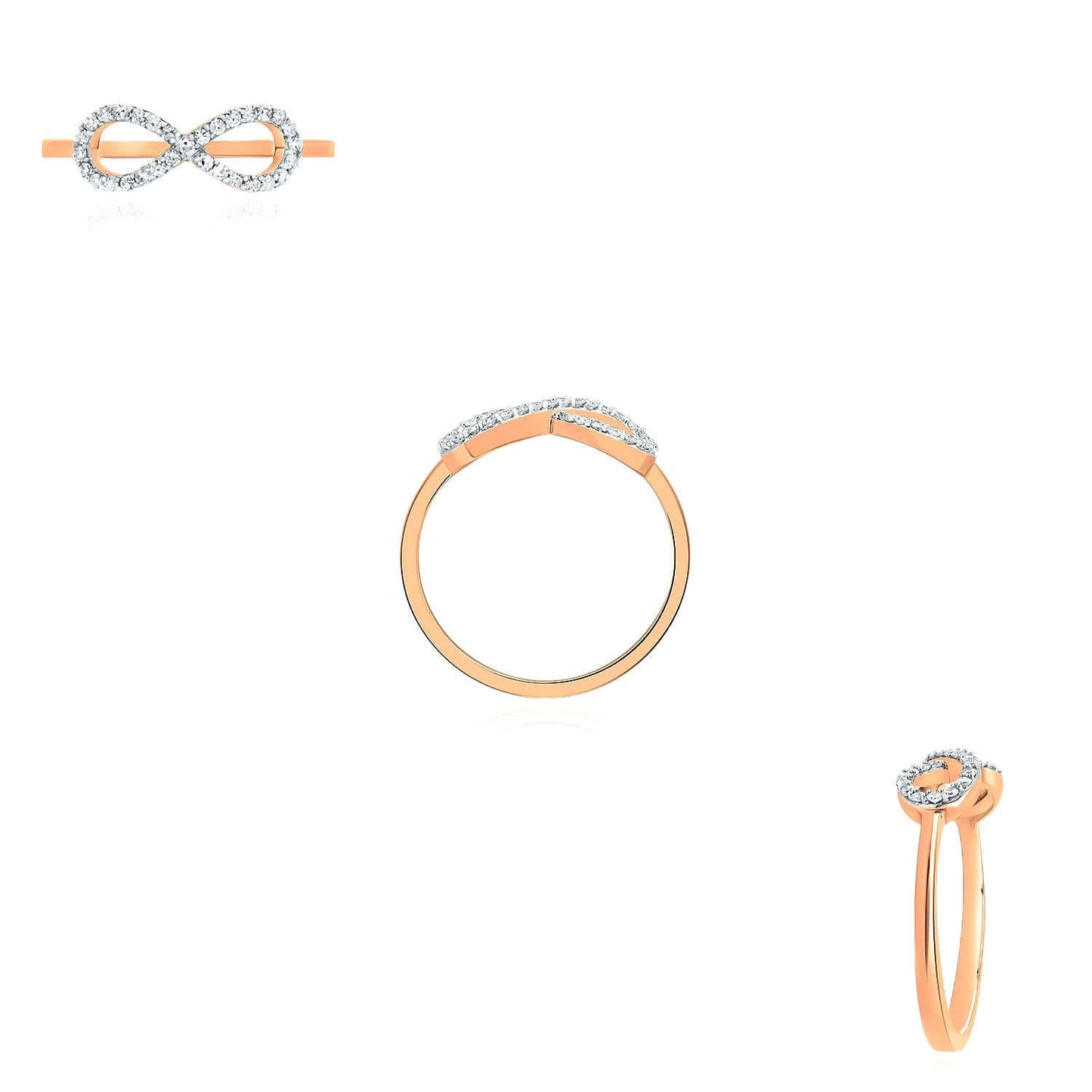 0.15CTW Real Diamond Real 10K Rose Gold Infinity Ring