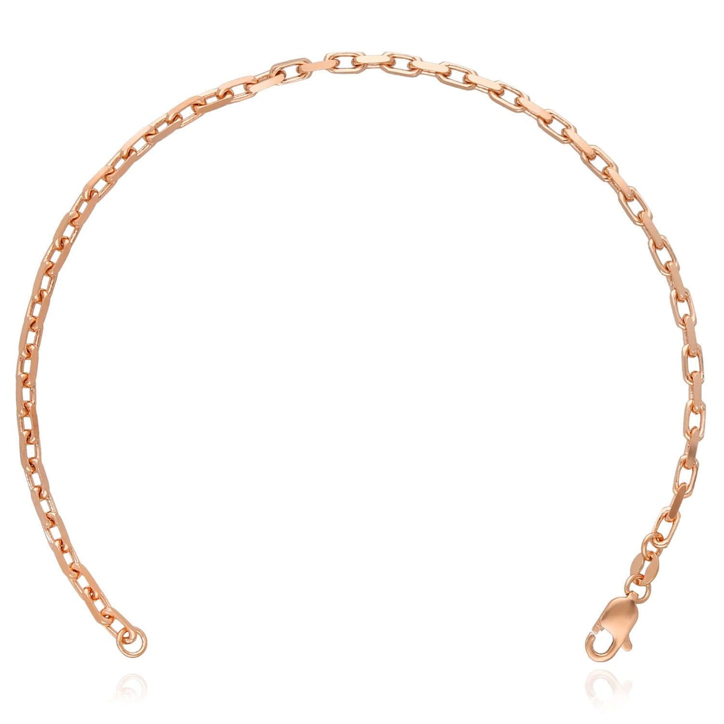 Solid 14K Real Rose Gold 2.5mm Parisian Cable Link Bracelet 7.5-8" Lobster Clasp