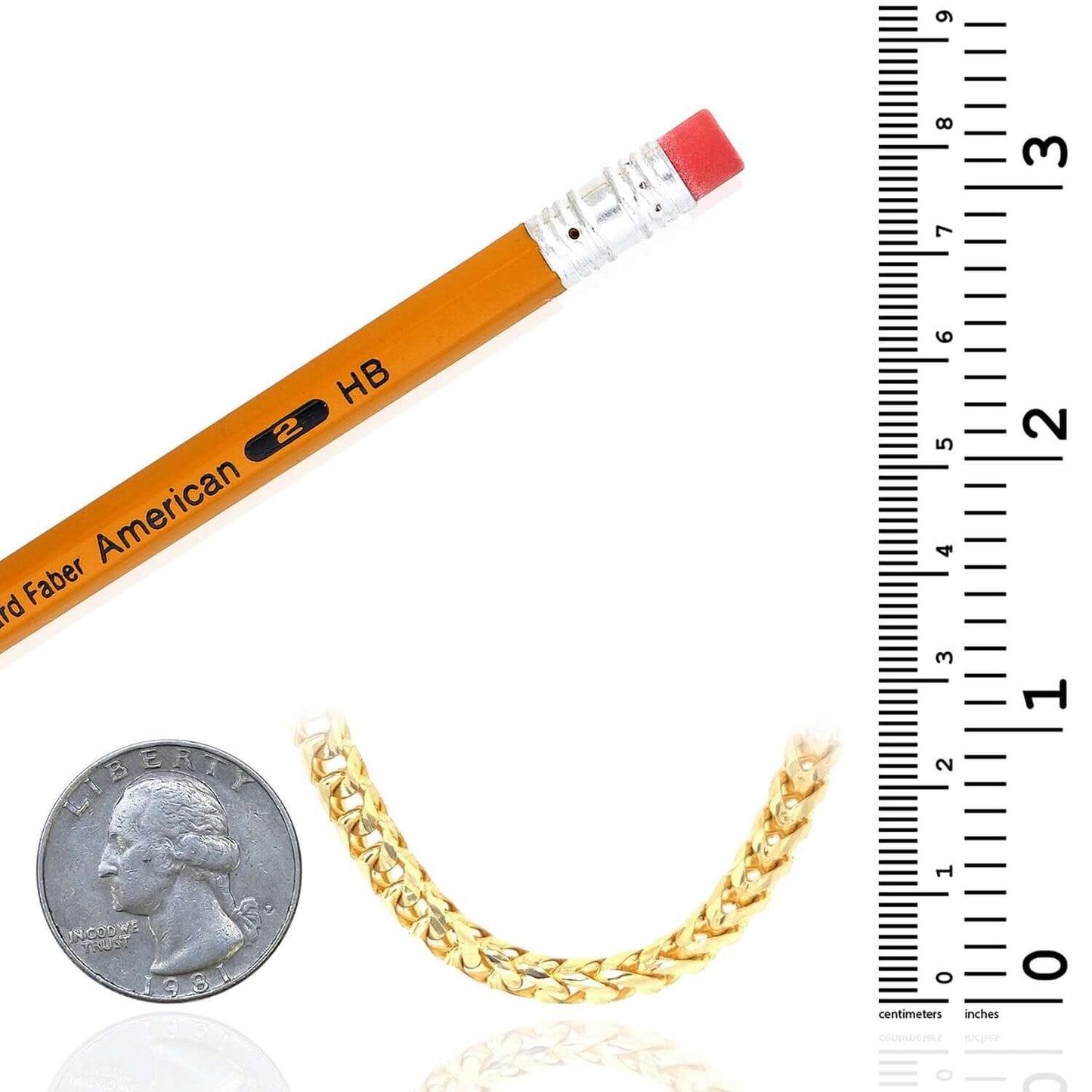 4mm Real 18K Gold Solid Round Franco Bracelet 8", 8.5" Lobster Clasp Italy